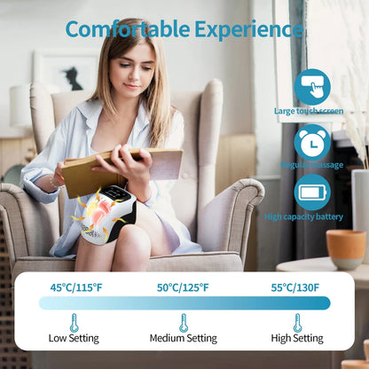 Smart Knee Massager — Cordless Heat & Vibration Wrap | 3 Warmth Levels, Red Light, Type-C Rechargeable
