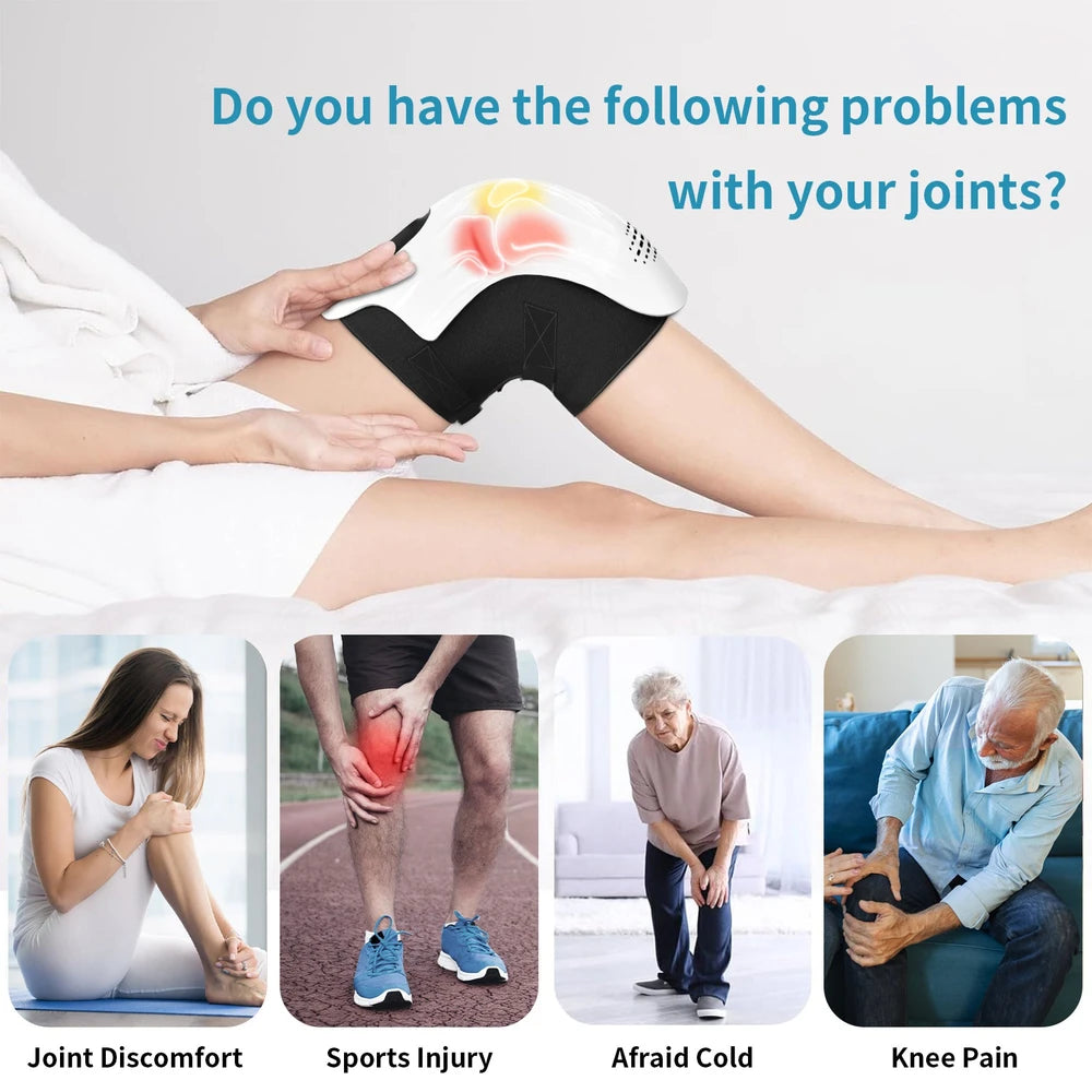Smart Knee Massager — Cordless Heat & Vibration Wrap | 3 Warmth Levels, Red Light, Type-C Rechargeable