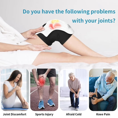 Smart Knee Massager — Cordless Heat & Vibration Wrap | 3 Warmth Levels, Red Light, Type-C Rechargeable