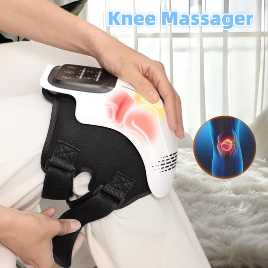 Smart Knee Massager — Cordless Heat & Vibration Wrap | 3 Warmth Levels, Red Light, Type-C Rechargeable