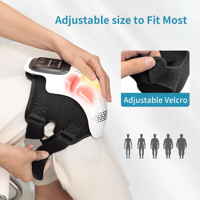 Smart Knee Massager — Cordless Heat & Vibration Wrap | 3 Warmth Levels, Red Light, Type-C Rechargeable