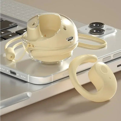 Coconut AI Earbuds ear-hook fit — secure sport design, 10m Bluetooth range, ideal for gym and active use
